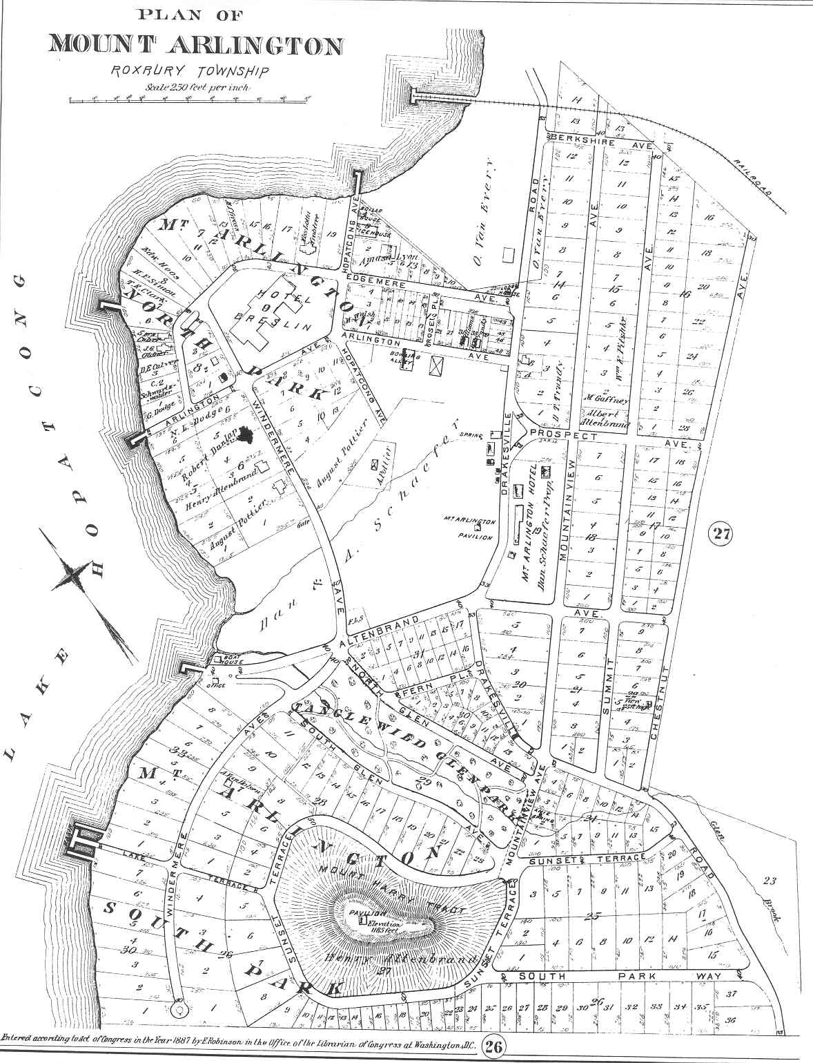 Historic 1887 map of Mount Arlington NJ